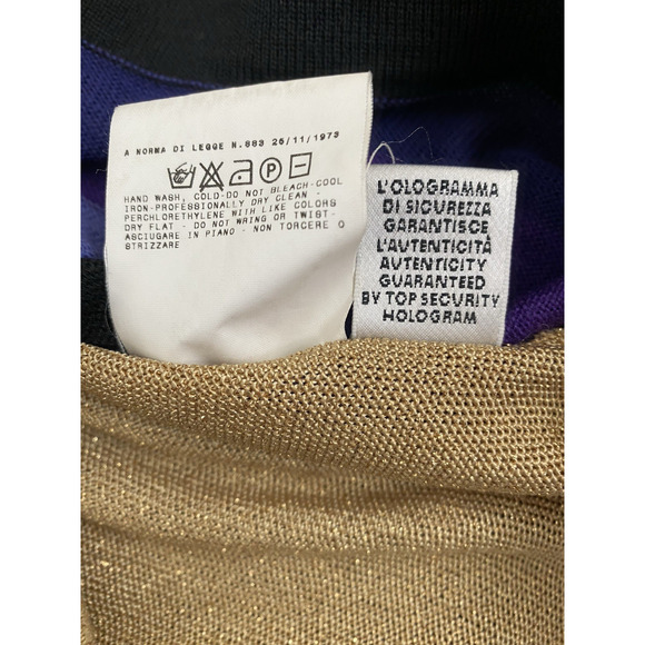 Dolce Gabbana Top Blouse Knit Sleeveless Gold Purple Striped Mock Neck S - Picture 7 of 7